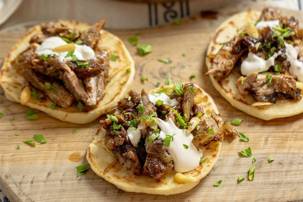 Chicken Pita with Caramelized Onions