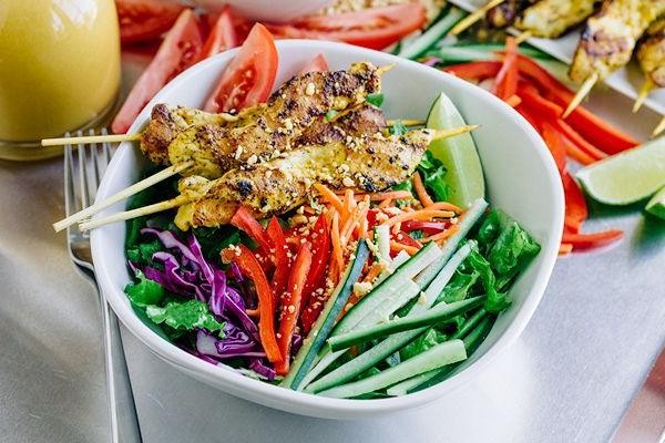 Chicken Satay Salad with Peanut Dressing