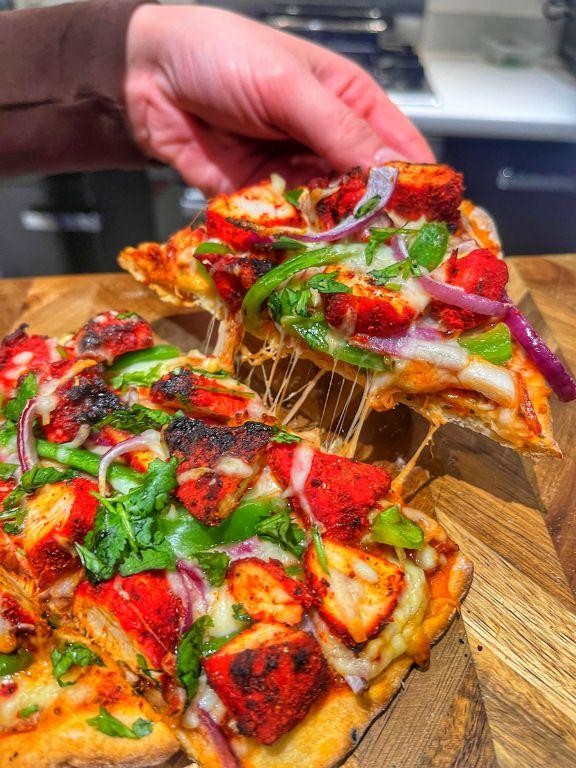 Chicken Tikka Naan Pizza