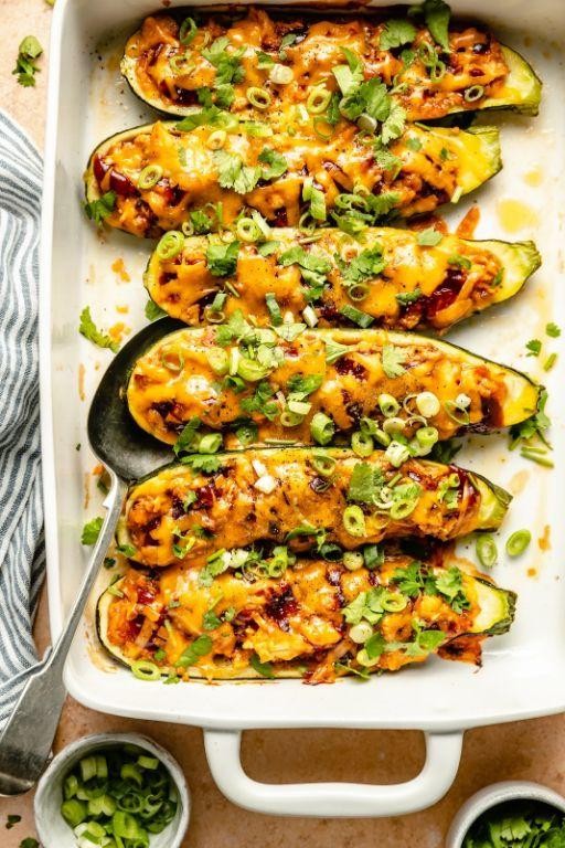 Chicken and Jalapeno Stuffed Zucchini Boats