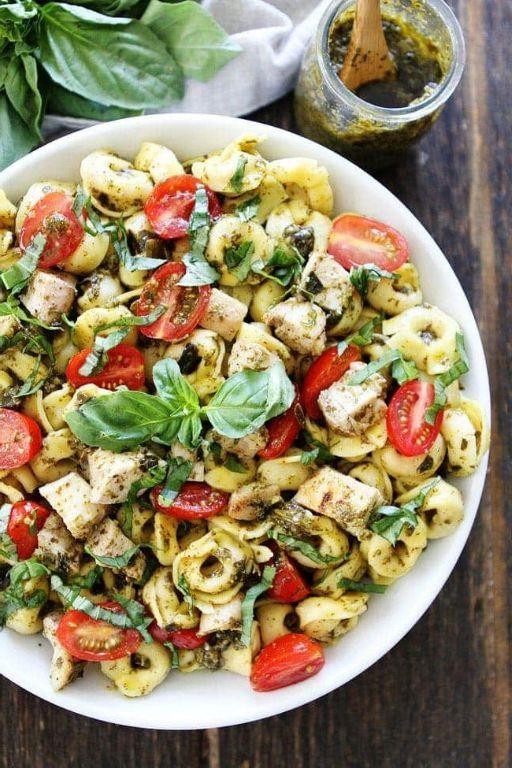 Chicken and Tortellini Salad with Pesto Dressing