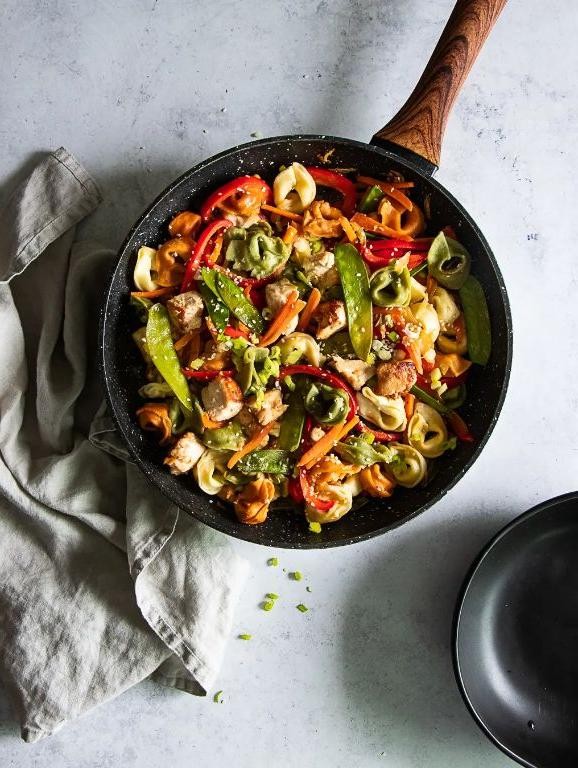 Chicken and Tortellini Stir Fry with Vegetables