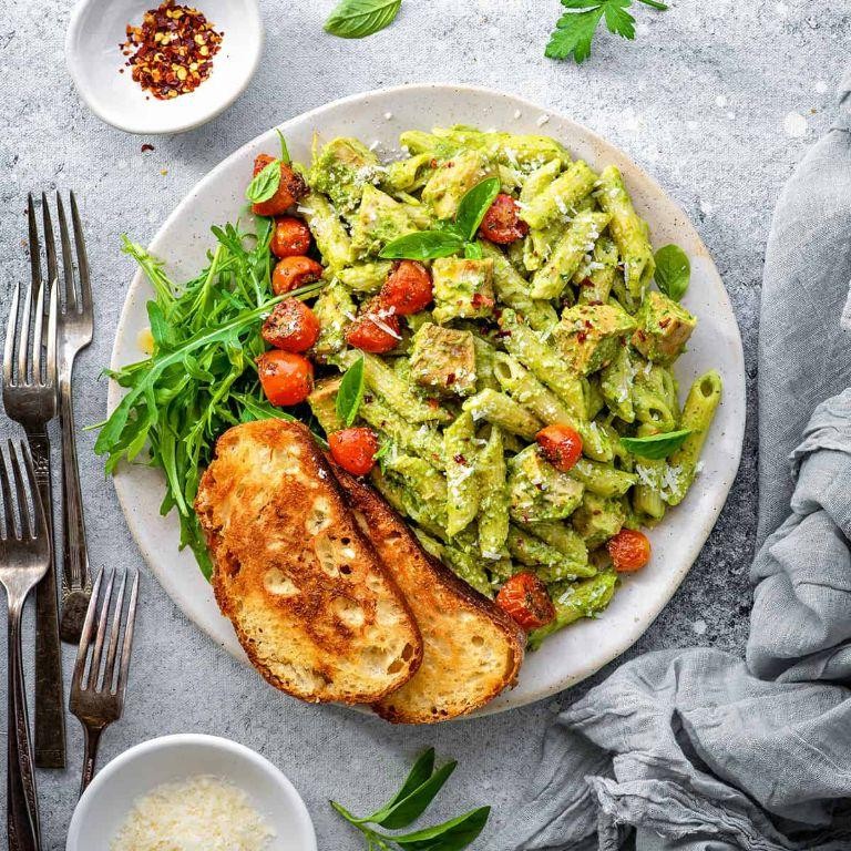 Chicken and Tortellini with Creamy Avocado Pesto