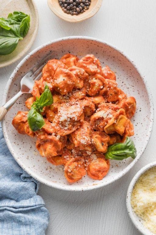 Chicken and Tortellini with Creamy Tomato Basil Sauce
