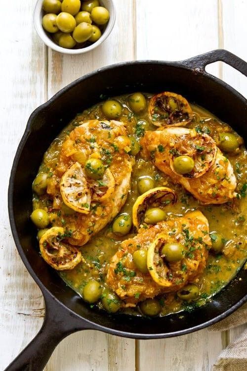 Chicken with Green Olives and Lemon