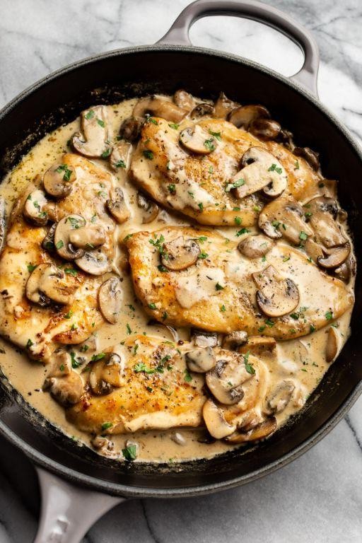 Chicken with Mushrooms and White Wine