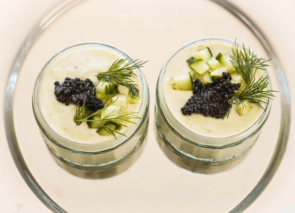 Chilled Cucumber Soup with Caviar Garnish