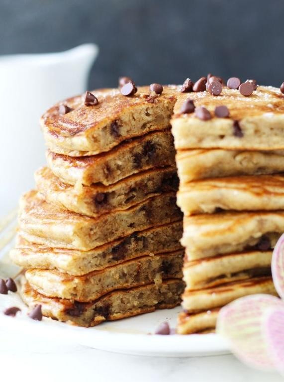 Chocolate Chip Applesauce Pancakes