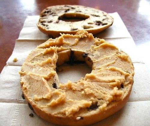Chocolate Chip Bagel with Peanut Butter