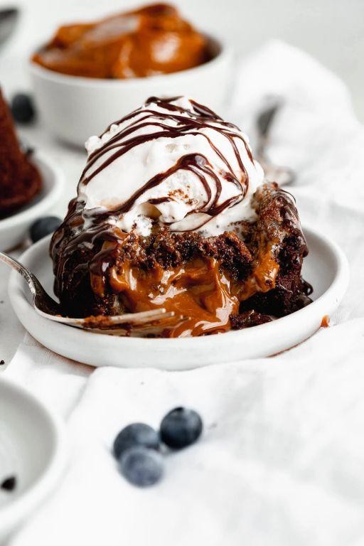 Chocolate Lava Cake with Caramel Drizzle