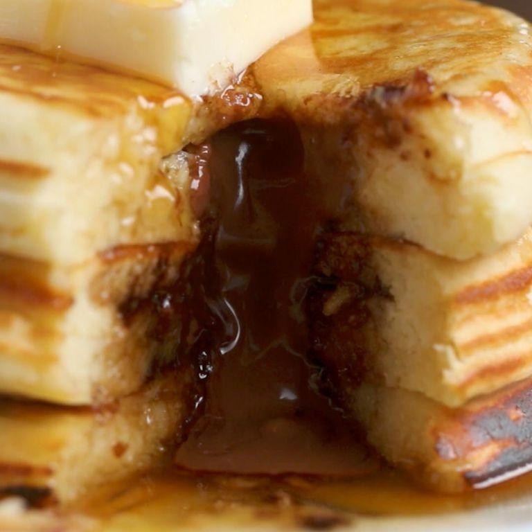 Chocolate Lava Souffle Pancakes