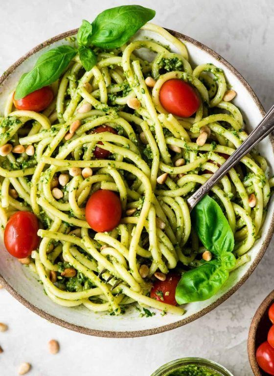 Cinnamon Basil Pesto Pasta