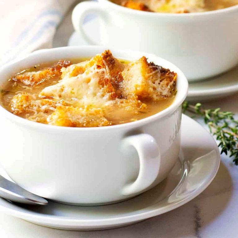 Classic French Onion Soup with Gruyere Croutons