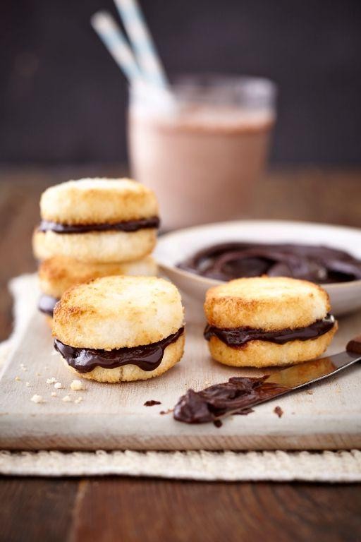 Coconut Macaroon Sandwich Cookies with Chocolate Ganache