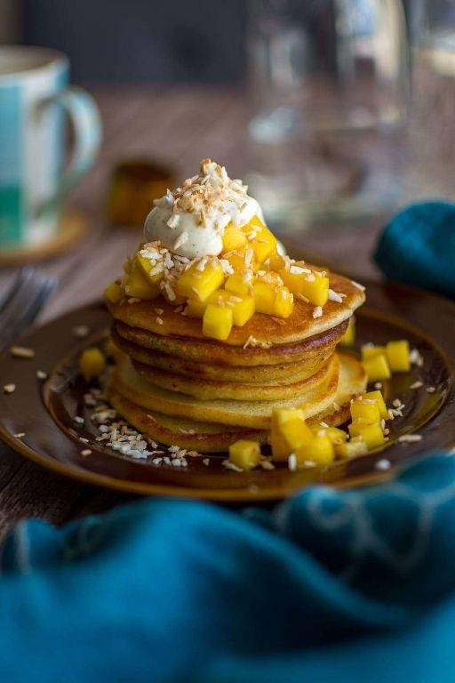Coconut Mango Souffle Pancakes