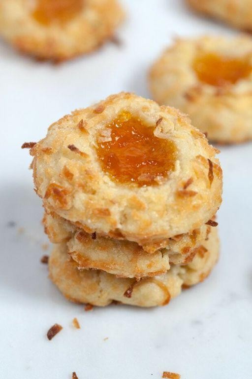 Coconut Thumbprint Cookies with Mango Jam