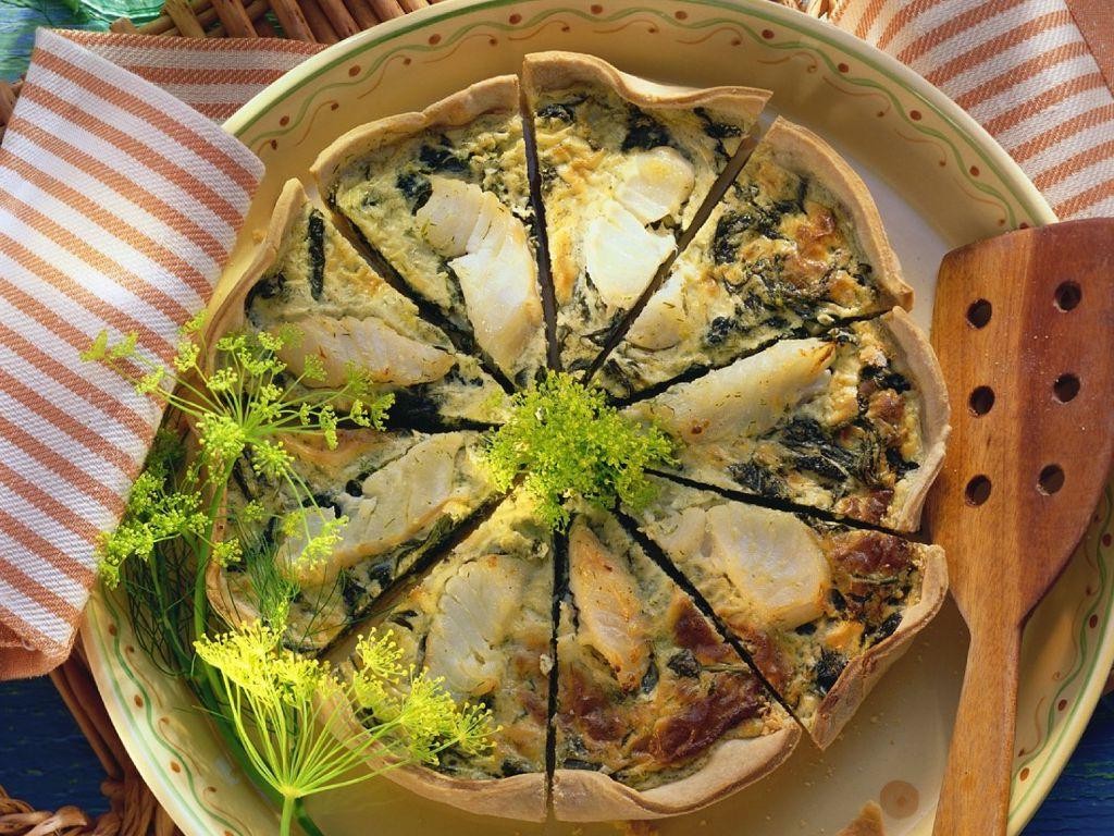 Cod and Spinach Quiche