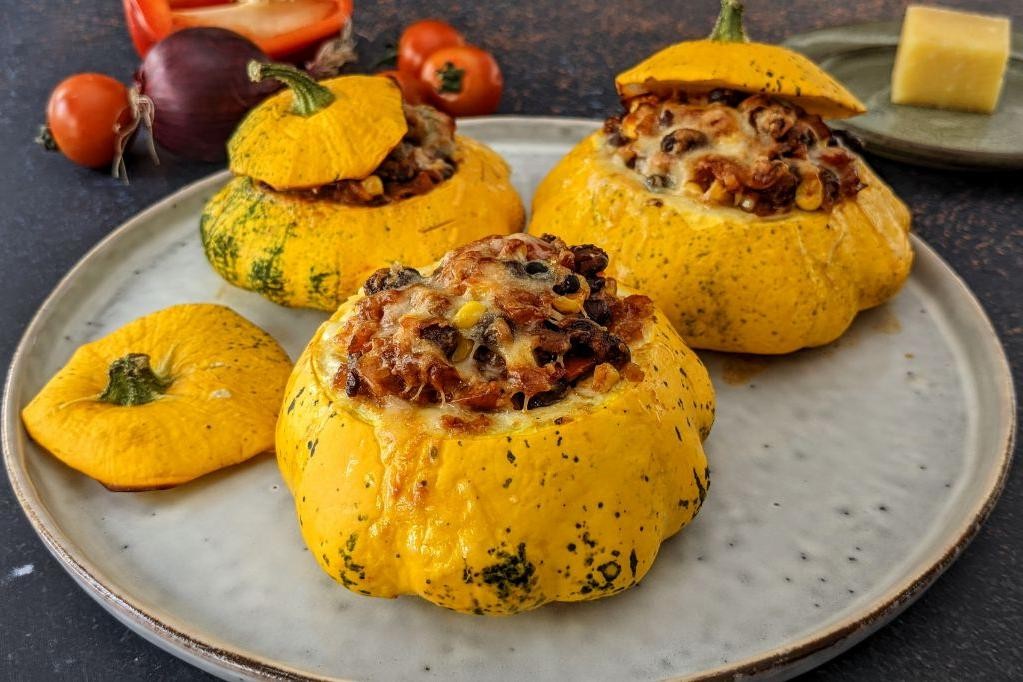Corn and Black Bean Stuffed Patty Pan Squash