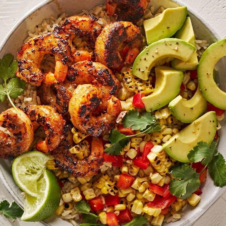 Corn and Blackened Shrimp Grain Bowl