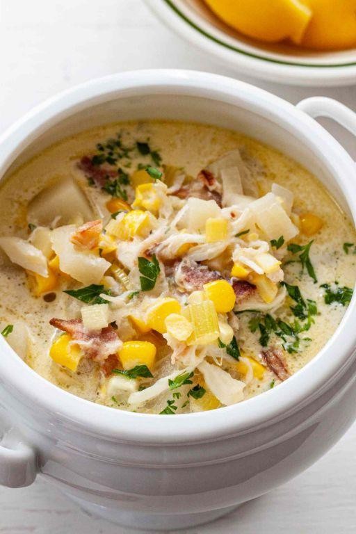 Crab Claw Meat and Corn Chowder