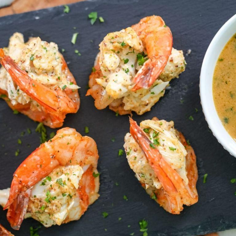 Crab Stuffed Shrimp with Garlic Butter Sauce