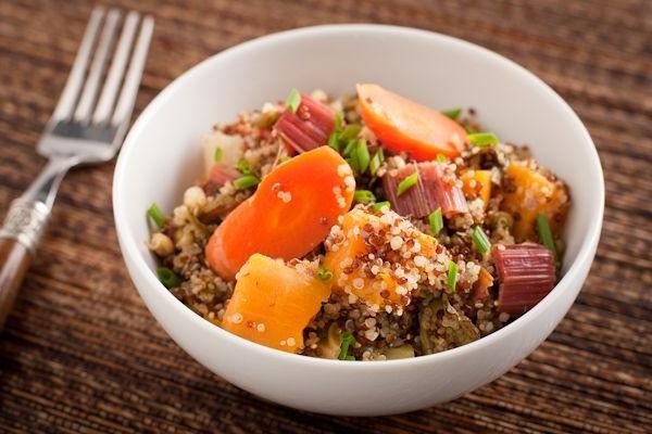 Crab and Quinoa Casserole with Roasted Vegetables