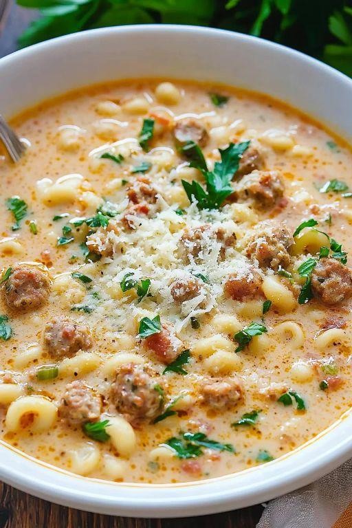 Creamy Baked Potato Soup with Italian Sausage