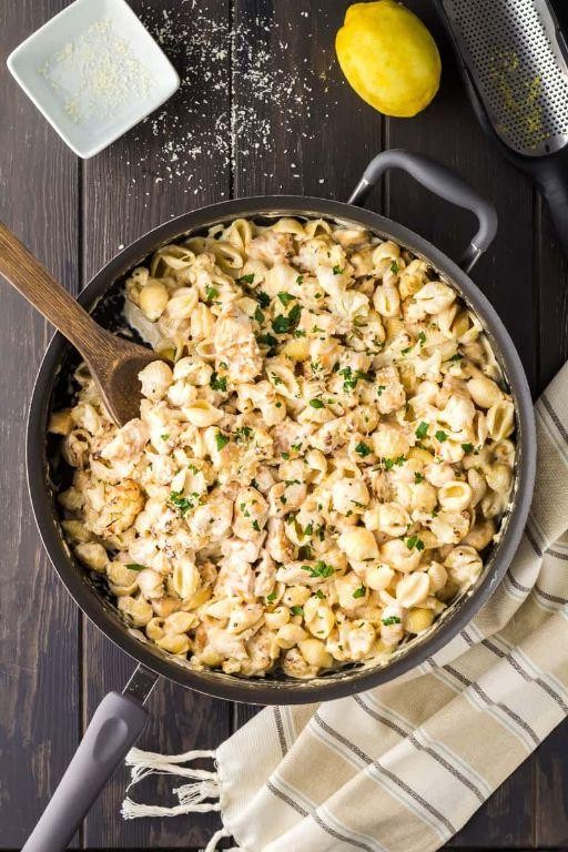 Creamy Garlic Diced Chicken Pasta