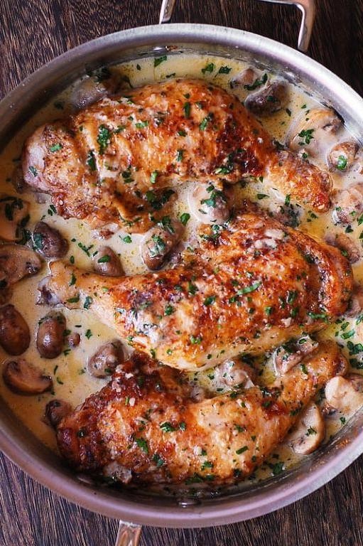 Creamy Mushroom Chicken Leg Quarter Casserole