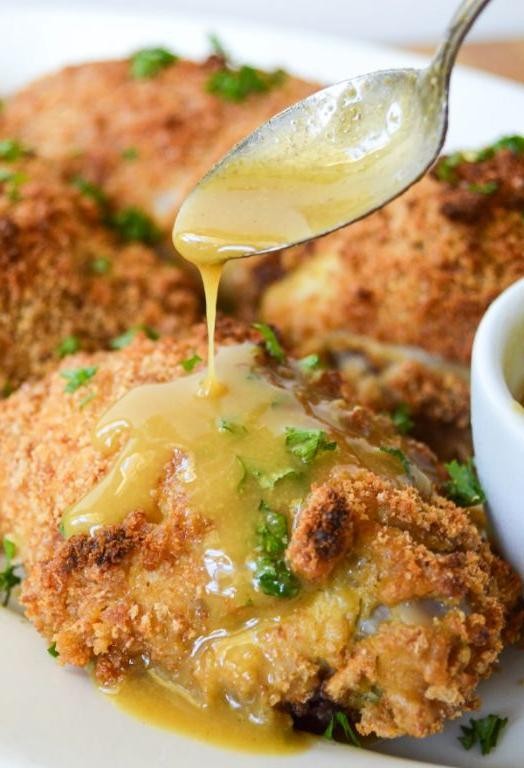 Crispy Baked Chicken with Mustard Sauce
