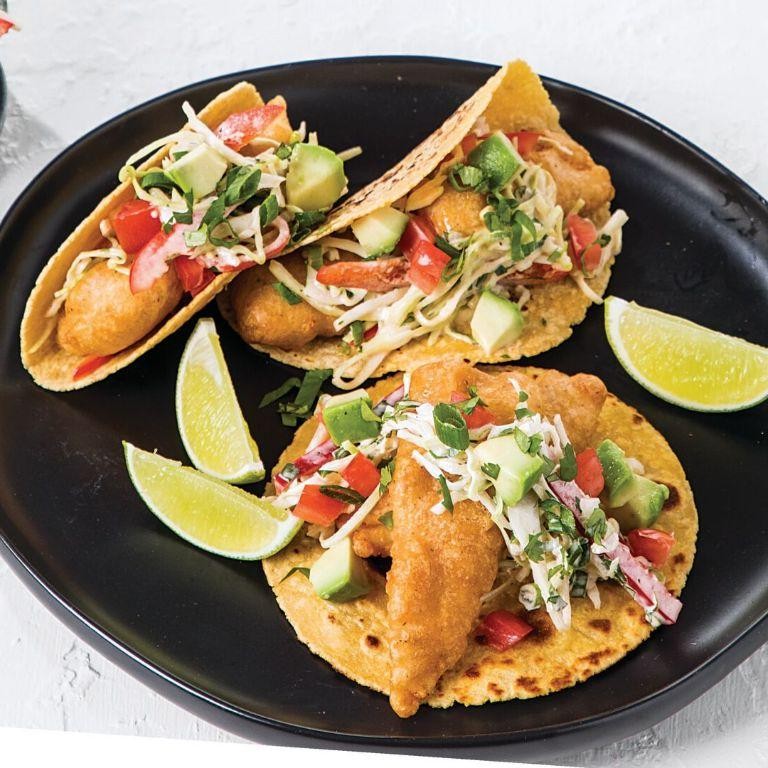 Crispy Fluke Tacos with Slaw and Chipotle Mayo