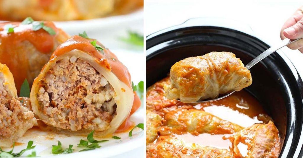 Crock Pot Ground Turkey and Rice Stuffed Cabbage Rolls