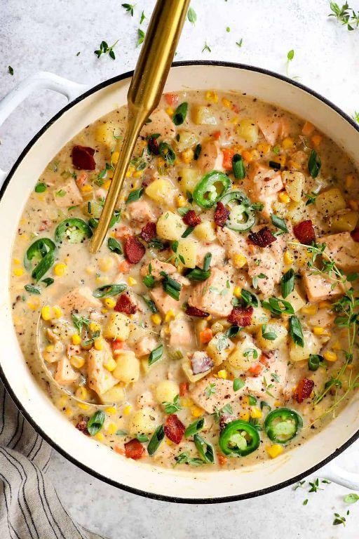 Crockpot Salmon and Vegetable Chowder
