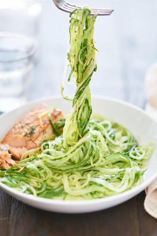 Cucumber Noodles with Lemon Garlic Dressing