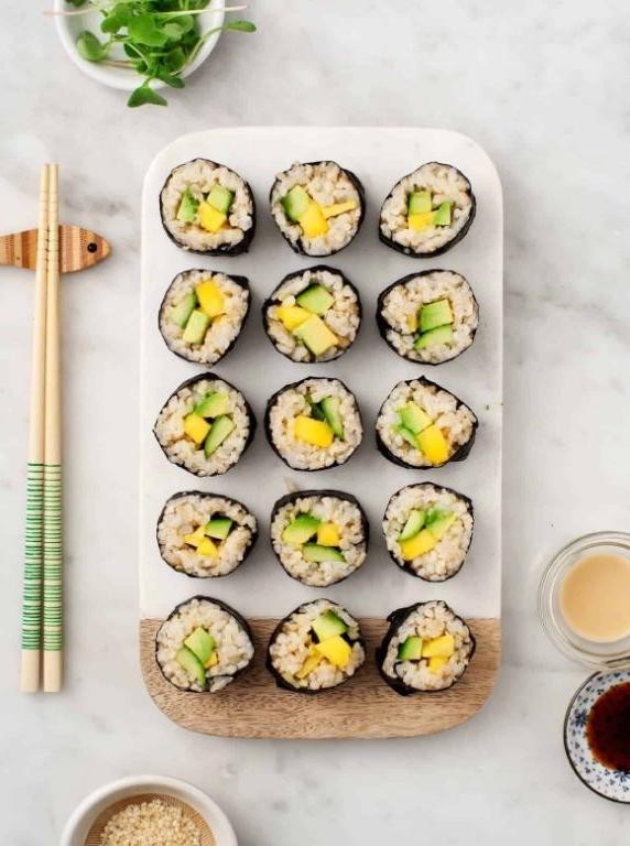 Cucumber and Avocado Sushi Rolls