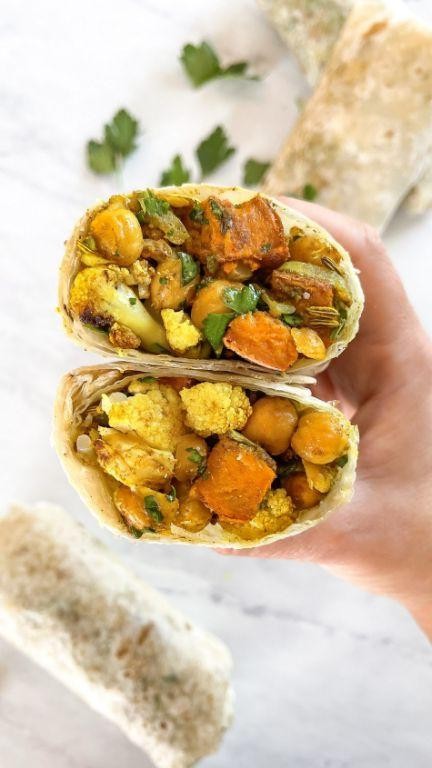 Curried Cauliflower and Chickpea Veggie Wrap