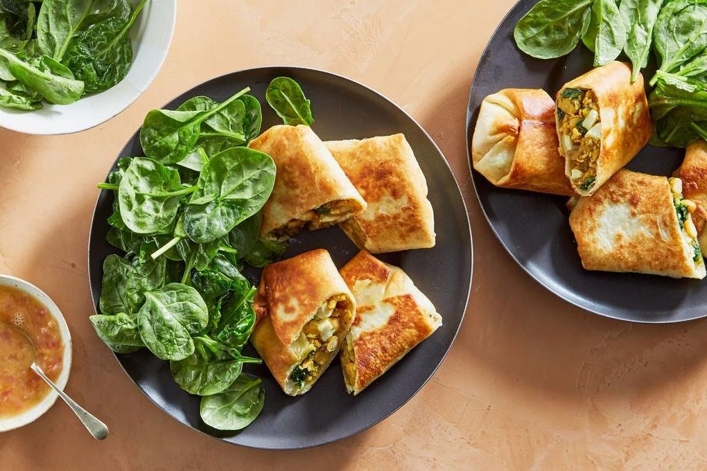 Curried Chickpea and Spinach Rolls
