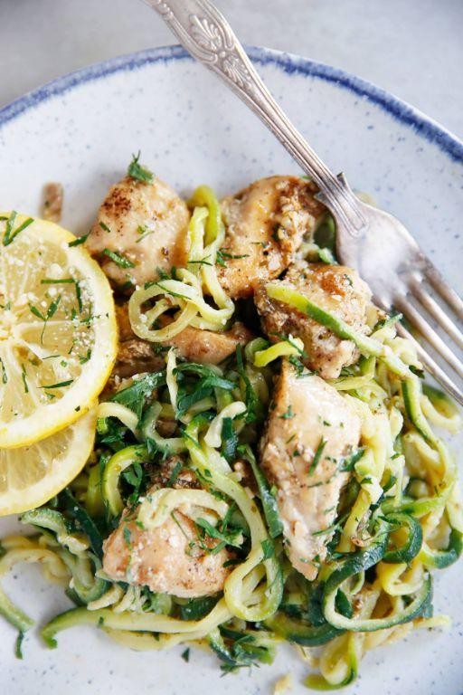 Diced Chicken and Zucchini Noodles
