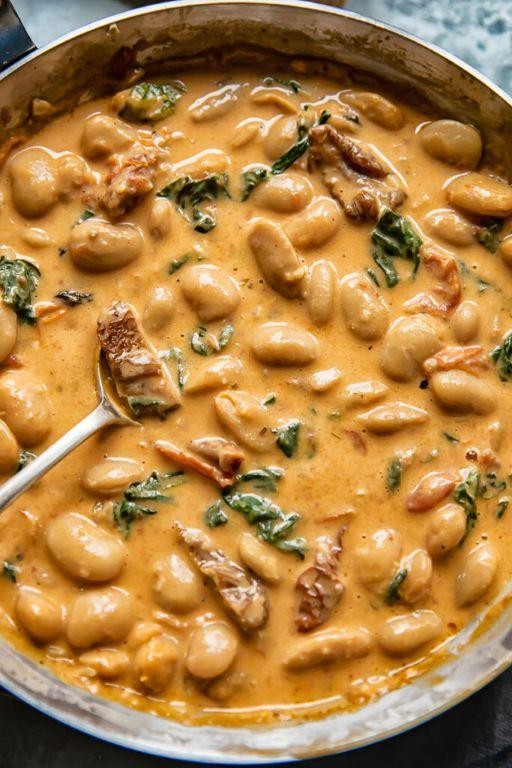 Dried Lima Bean and Spinach Stew