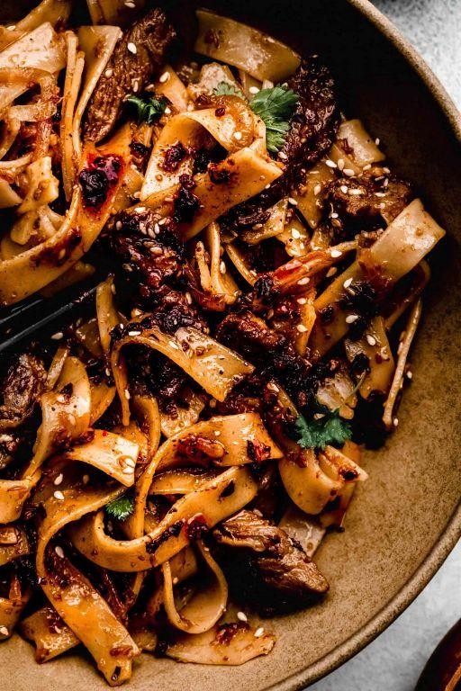 Drunken Noodles with Lamb and Mint