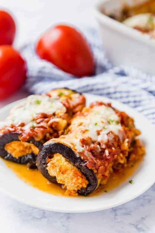 Eggplant Rollatini with Lamb and Yogurt Sauce