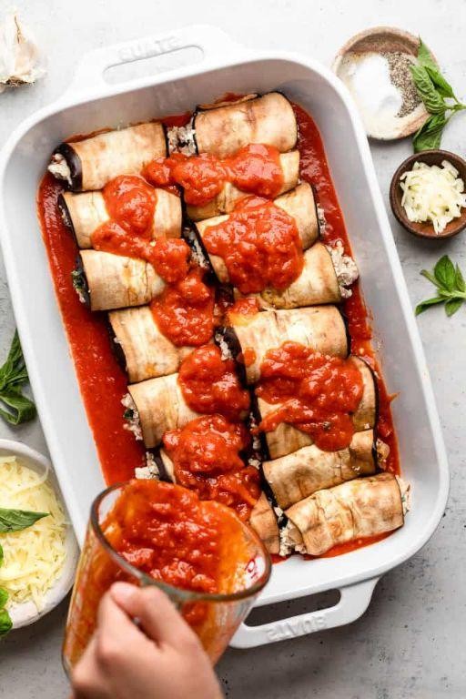 Eggplant Rollatini with Meat Sauce