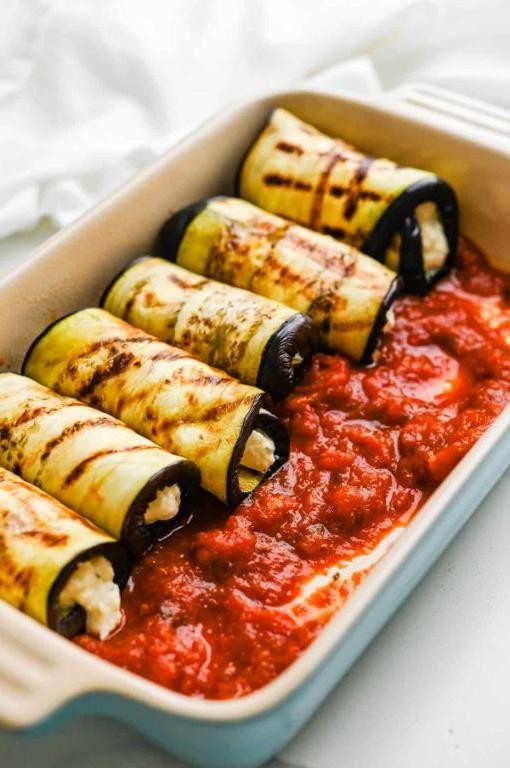 Eggplant Rollatini with Shrimp and Lemon Butter Sauce