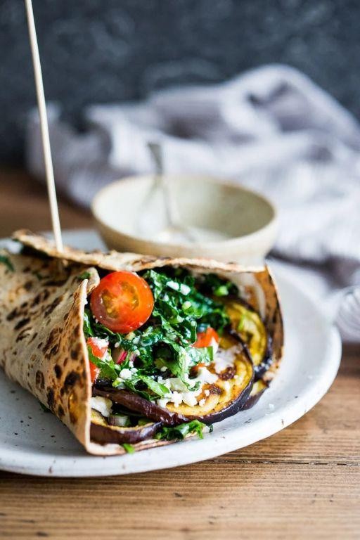 Eggplant and Tahini Veggie Wrap