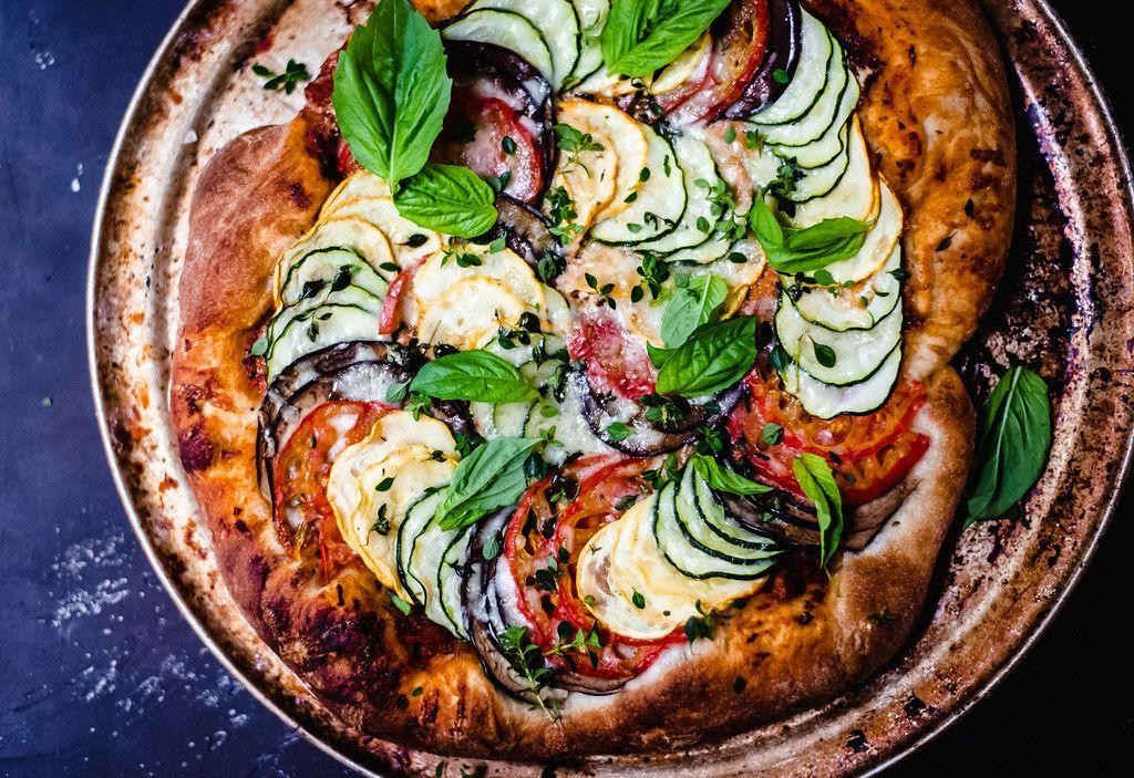 Eggplant and Zucchini Pizza