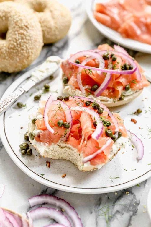 Everything Bagel with Cream Cheese and Lox