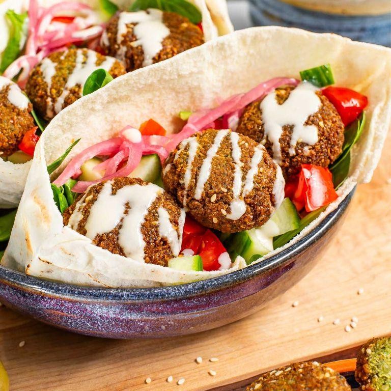 Falafel and Tahini Pita Rolls