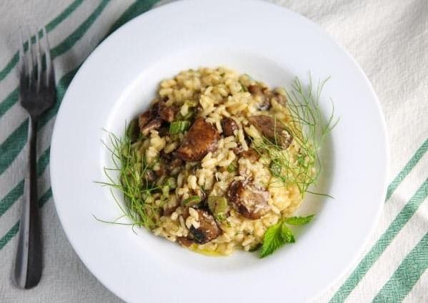 Fennel Frond and Mushroom Risotto