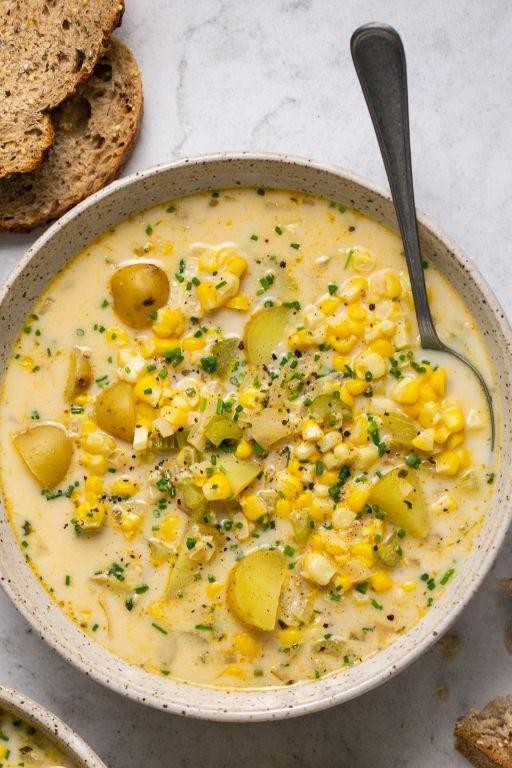 Fluke Chowder with Corn and Potatoes