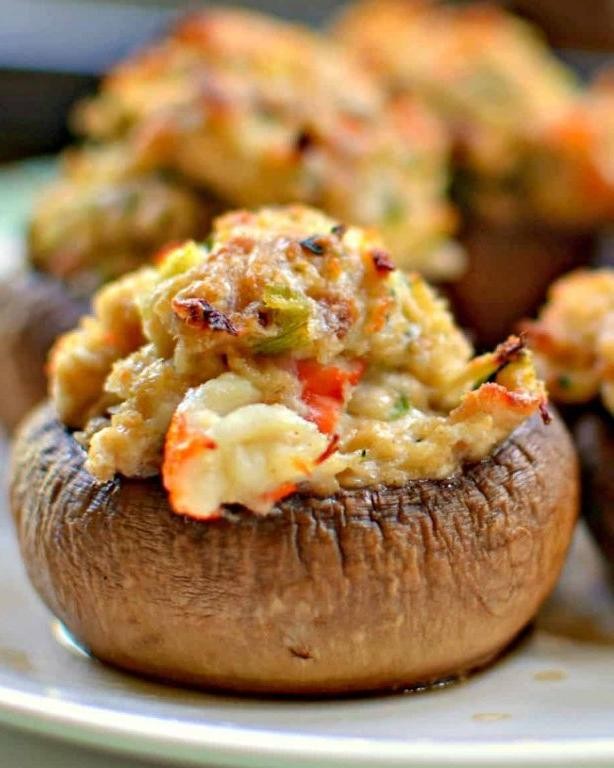 Fluke and Crab Stuffed Mushrooms